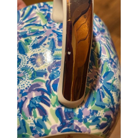 Lilly Pulitzer Blue Floral Coffee Cup Hidden Kitty Cat Print Tea Drinkware - Picture 9 of 9